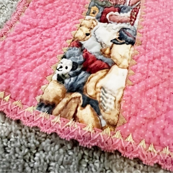 Handmade Pink Teddy Bear Table Runner Tea Party Dresser Scarf Shower Vintage - Picture 9 of 12